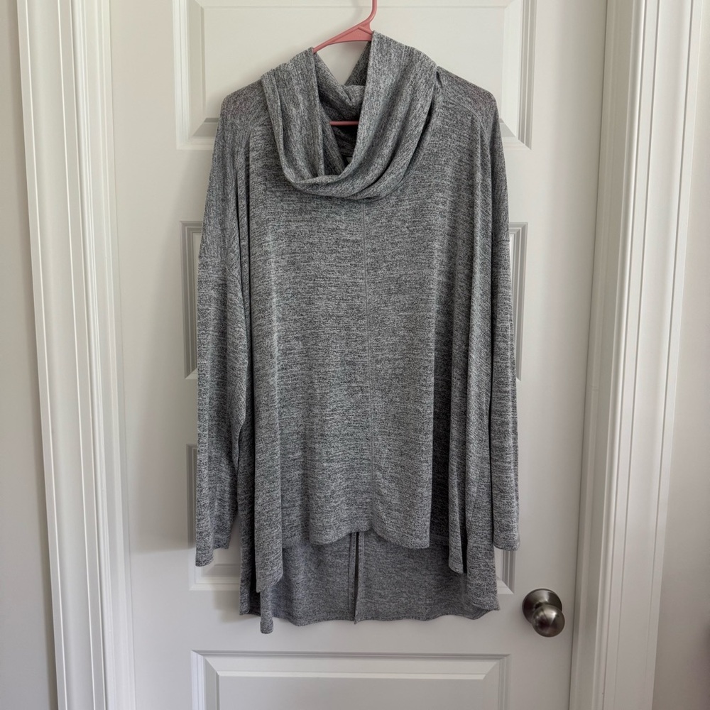 Elegant Heather Gray Cowl Neck Sweater